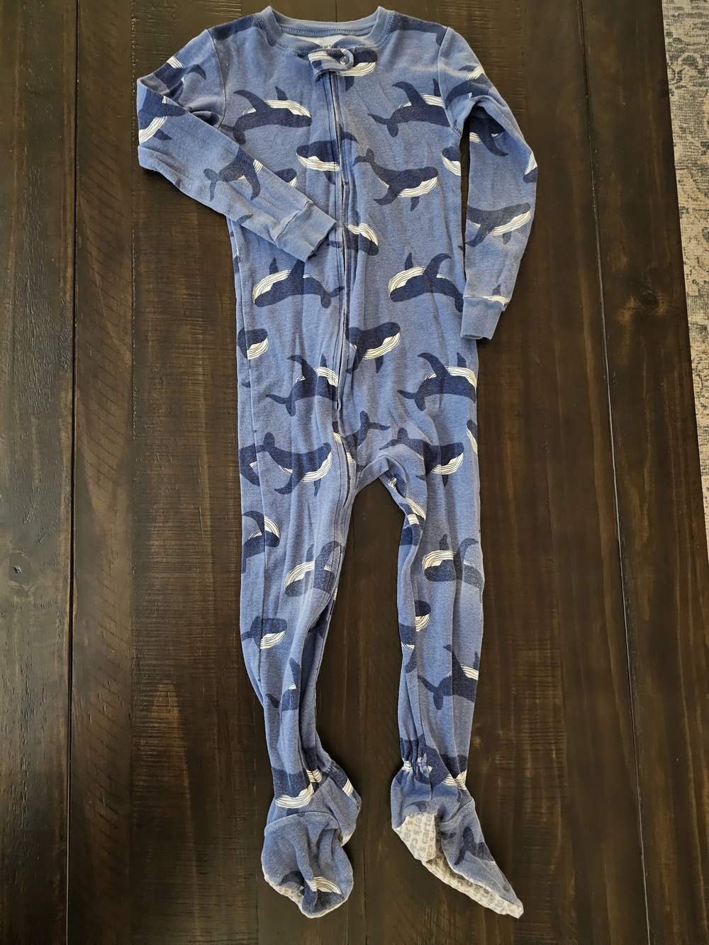 Carter's Blue Whale Print Footed One-Piece Pajamas